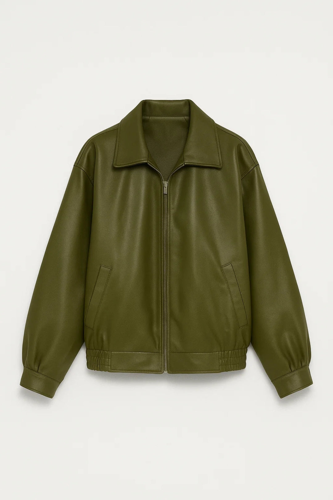 Tatum | Oversized Zip-Closure Bomber Faux Leather Jacket for Winter