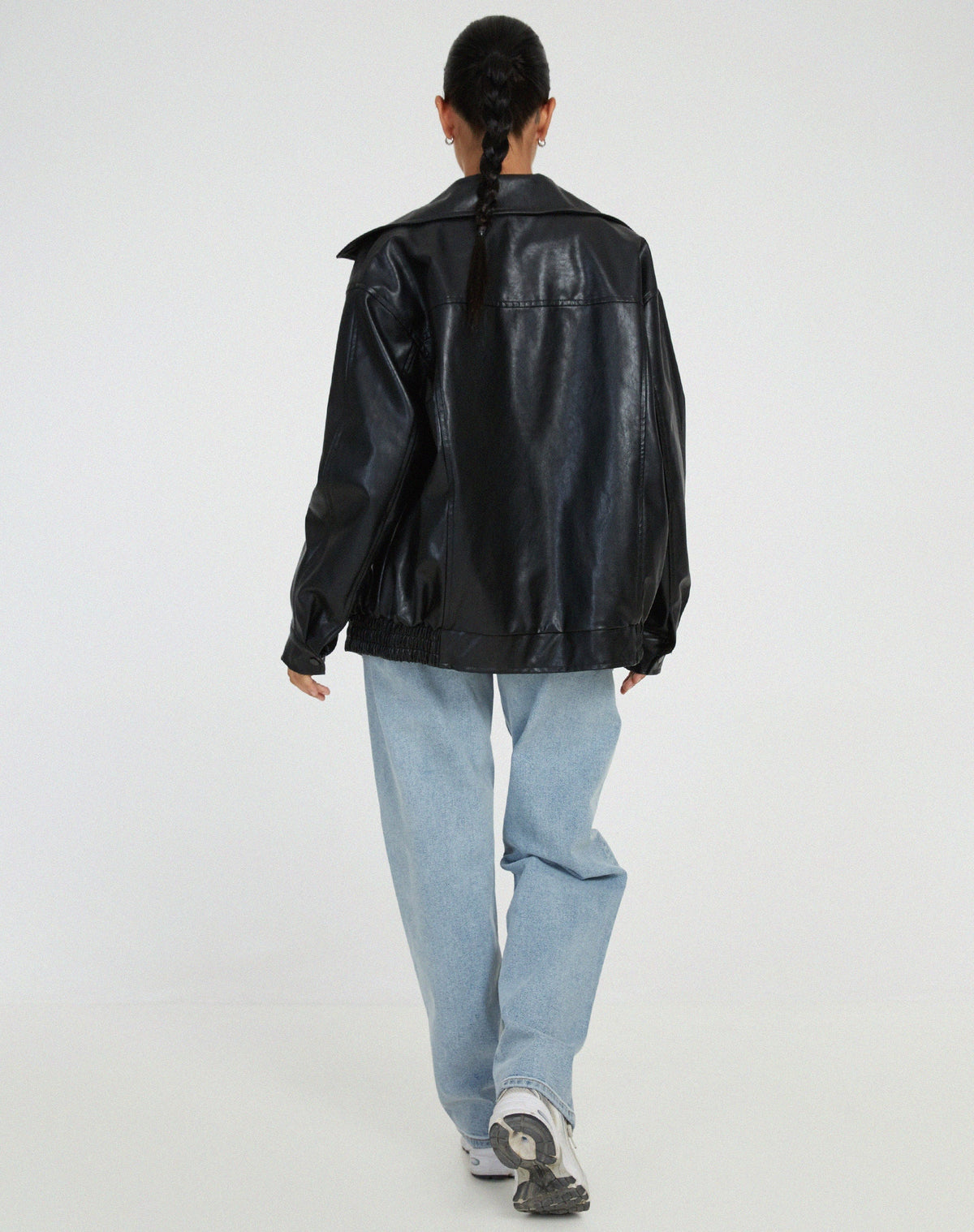 Brynlee | Oversized Zip-Front Bomber Faux Leather Jacket for Winter