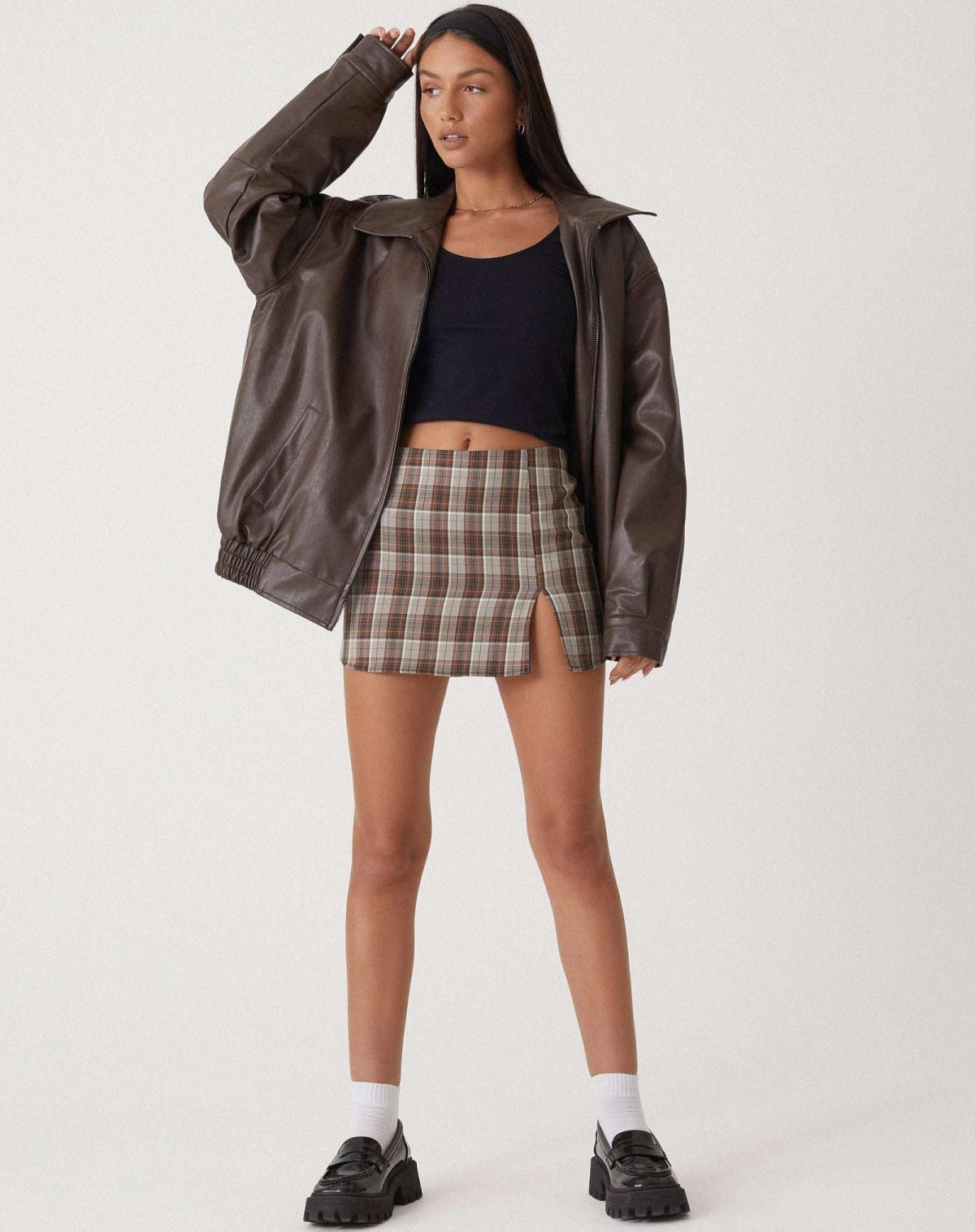 Brynlee | Oversized Zip-Front Bomber Faux Leather Jacket for Winter