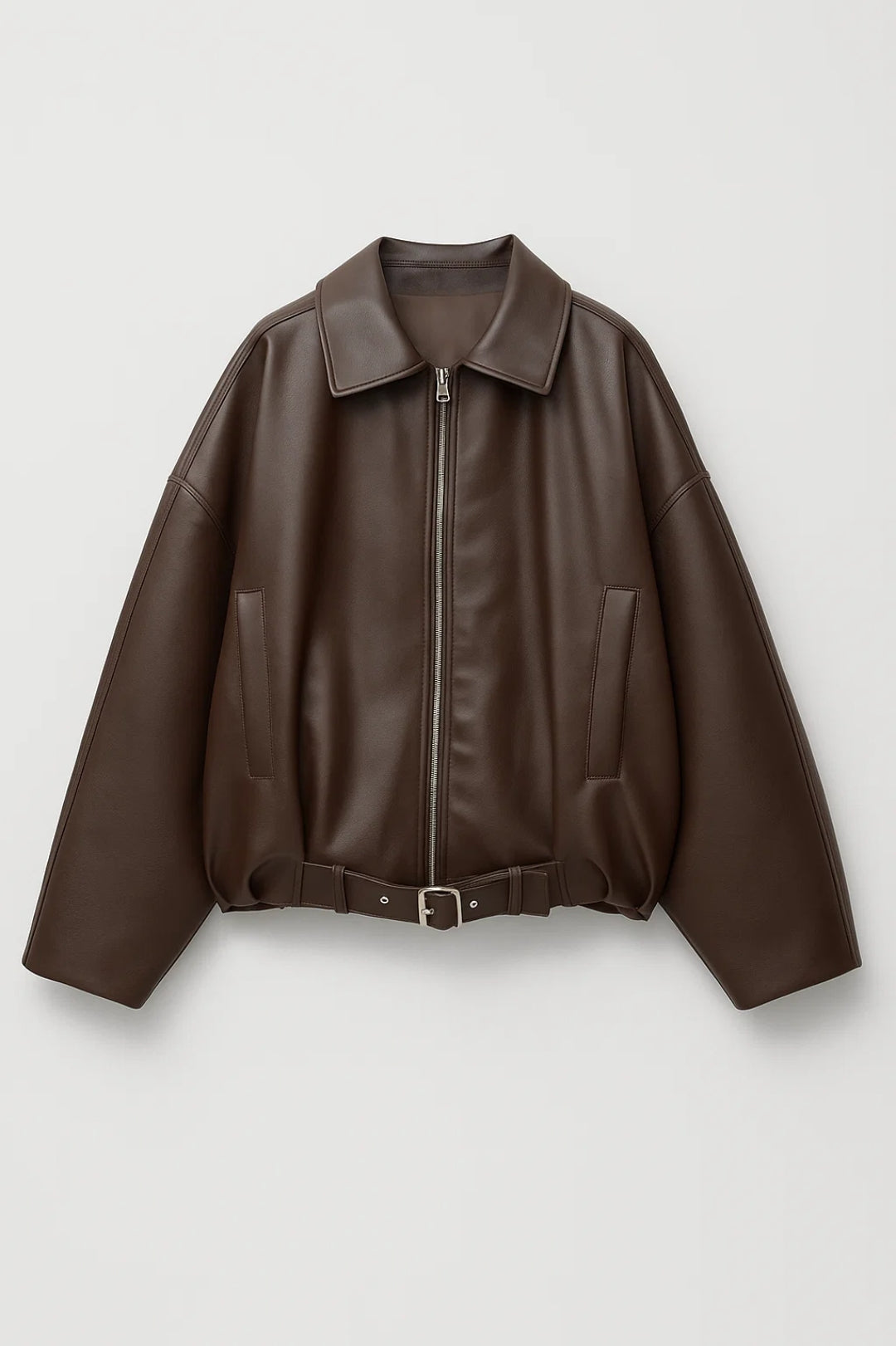 Everly | Belted Oversized Faux Leather Jacket for Winter