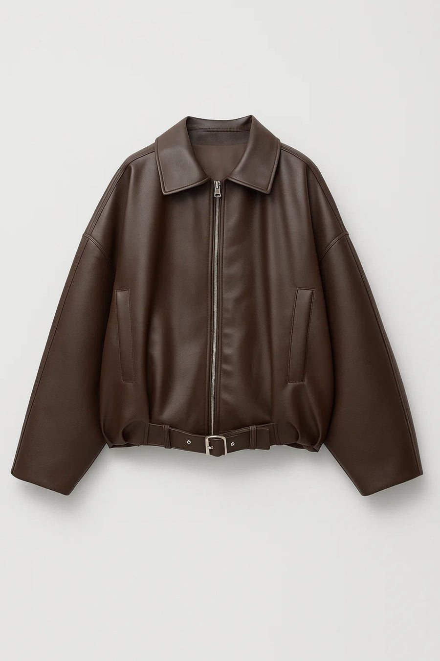 Everly | Belted Oversized Faux Leather Jacket for Winter