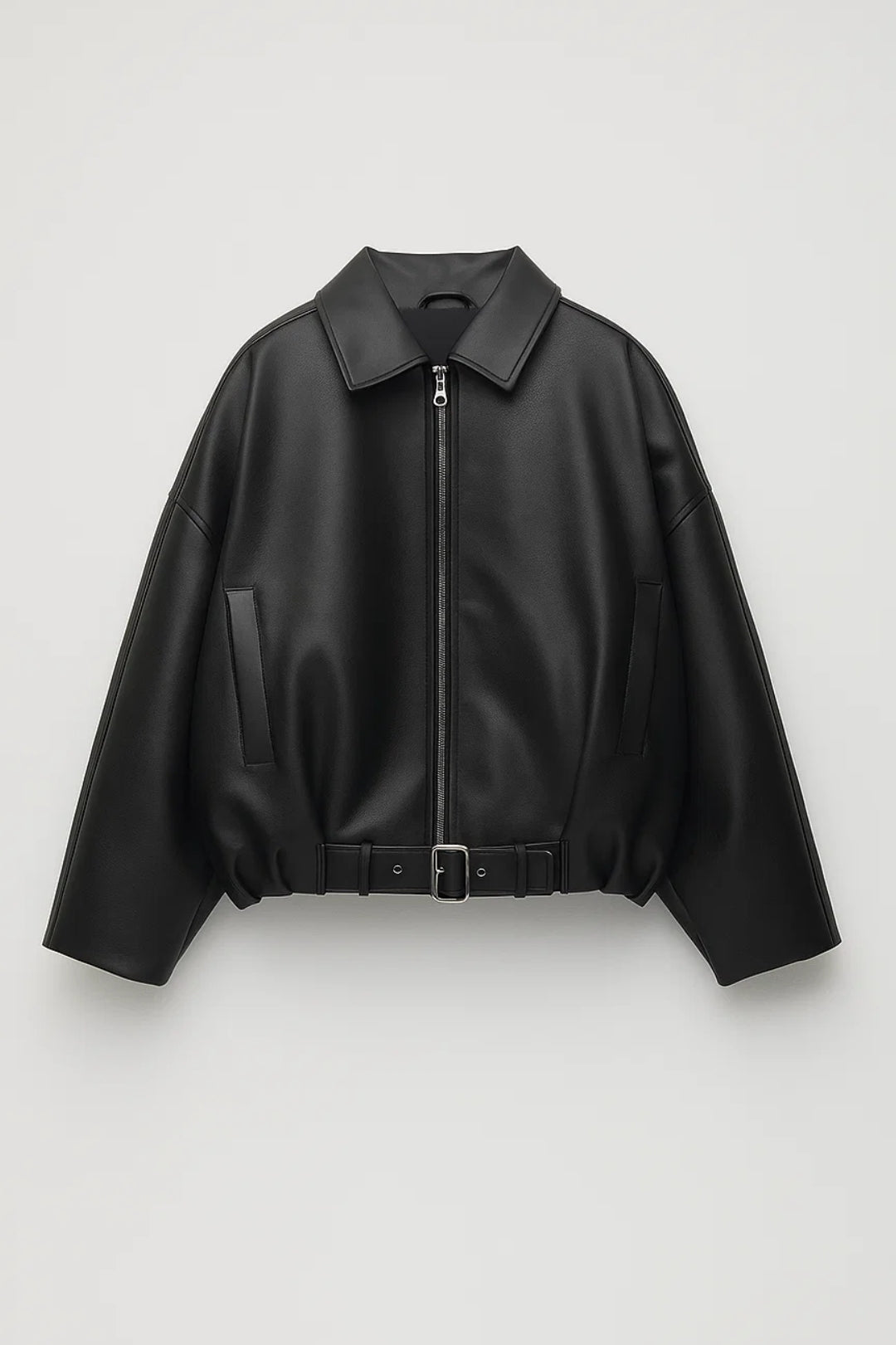 Everly | Belted Oversized Faux Leather Jacket for Winter