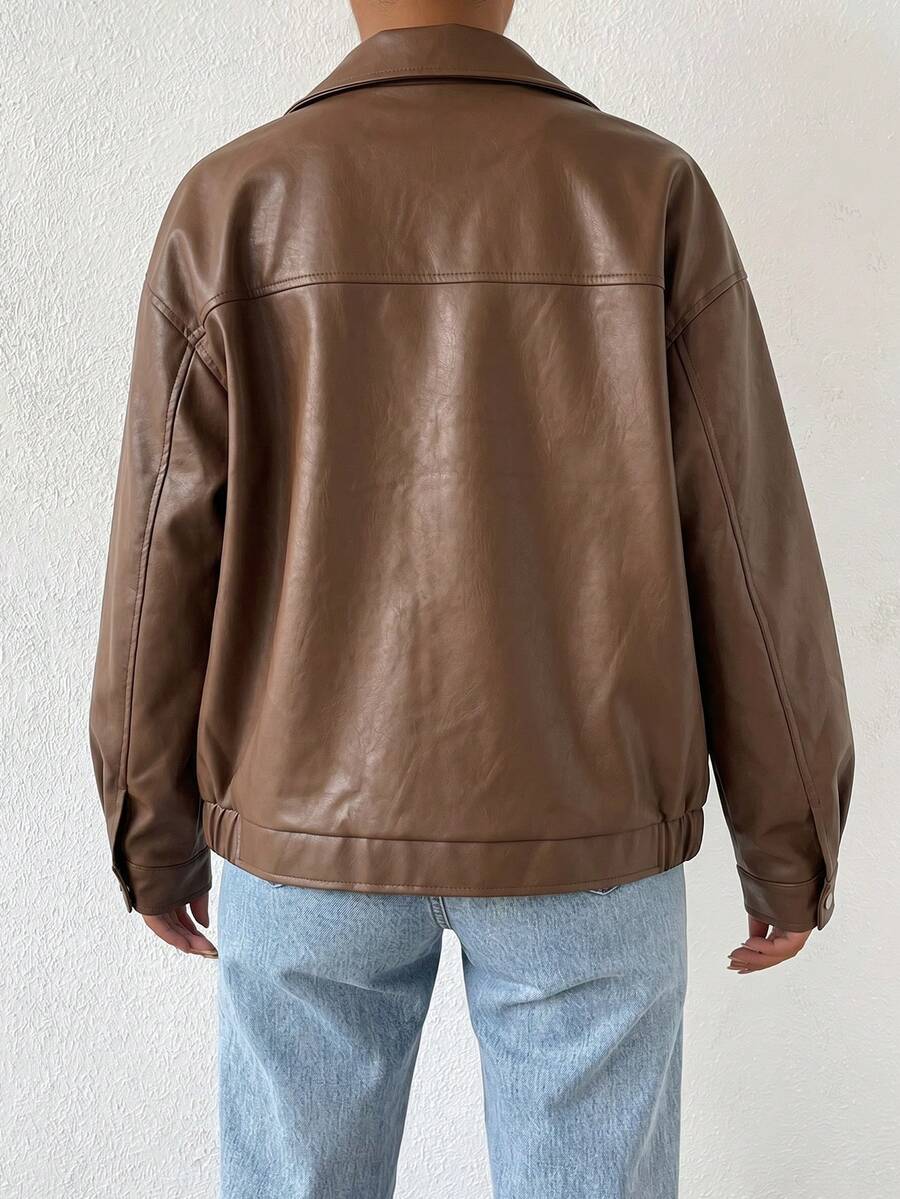 Paisley | Drop-Shoulder Oversized Faux Leather Jacket for Winter