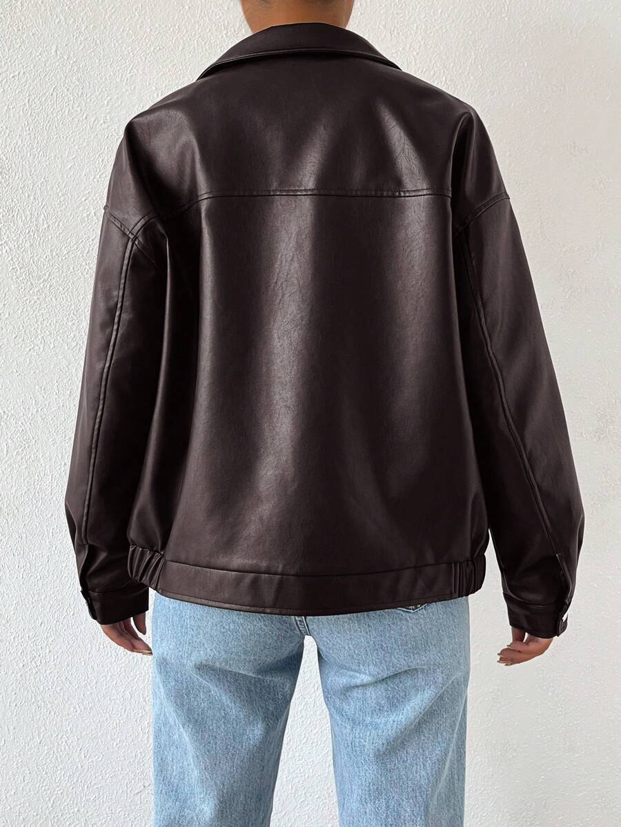 Paisley | Drop-Shoulder Oversized Faux Leather Jacket for Winter