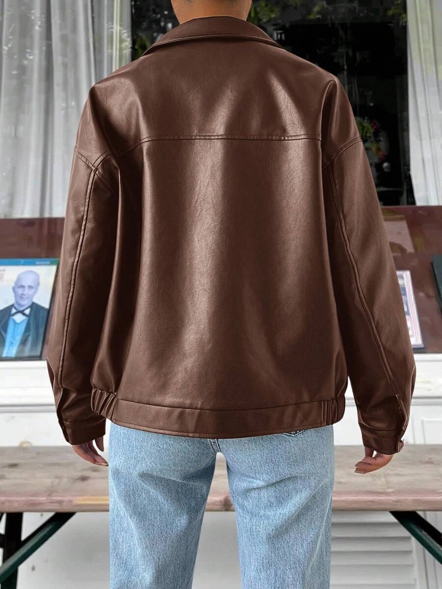 Paisley | Drop-Shoulder Oversized Faux Leather Jacket for Winter