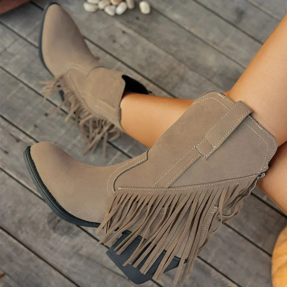 Rosa | Bold Fringe Suede Cowboy Boots