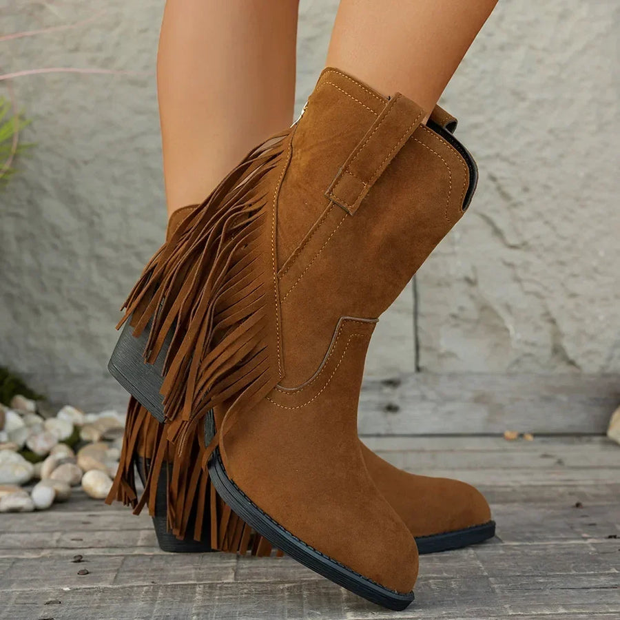 Rosa | Bold Fringe Suede Cowboy Boots