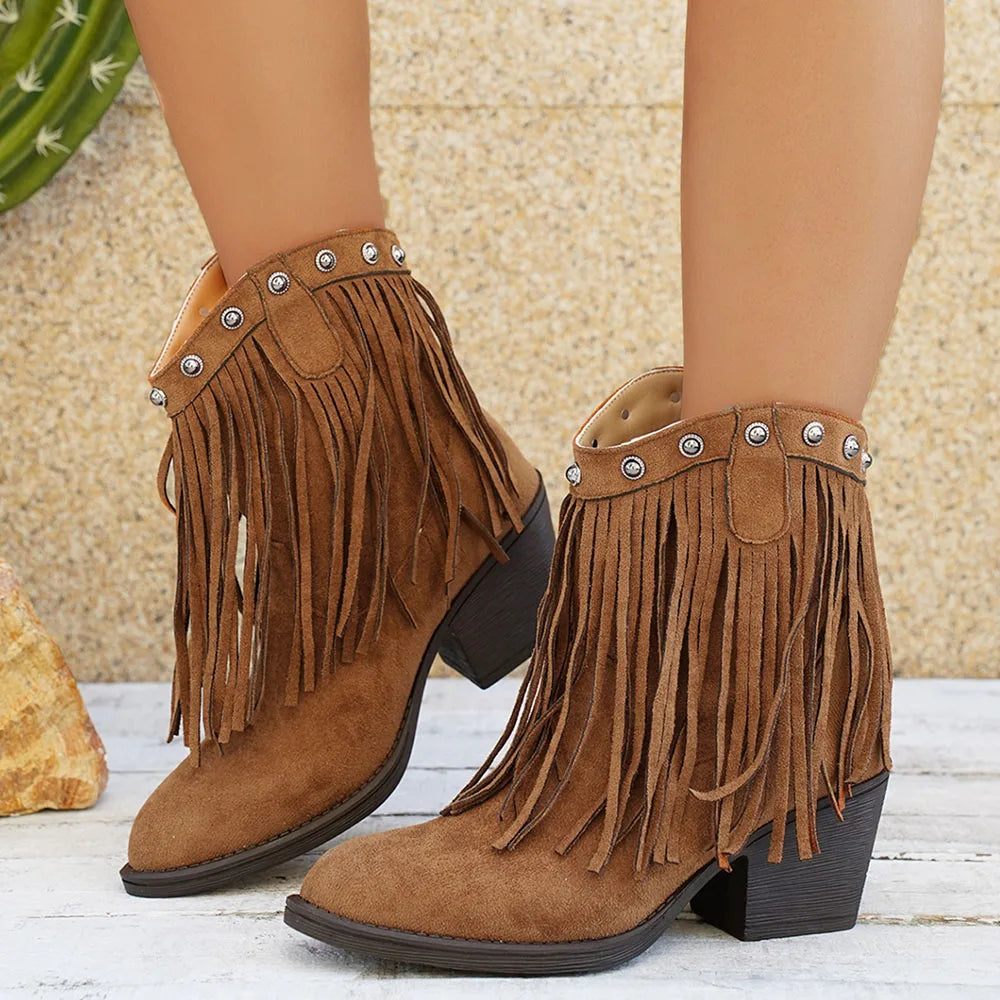 Rosa | Bold Fringe Suede Cowboy Boots