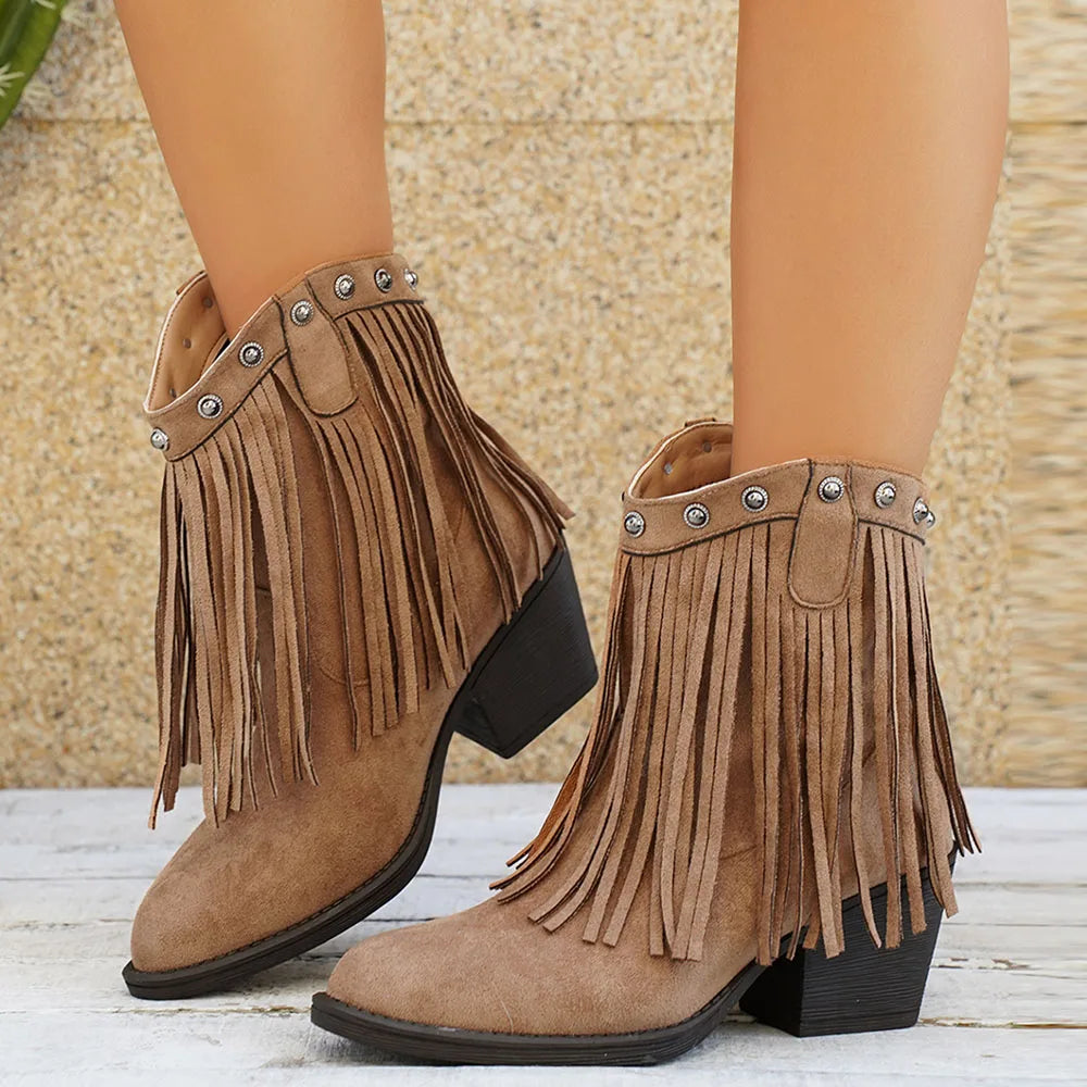 Rosa | Bold Fringe Suede Cowboy Boots