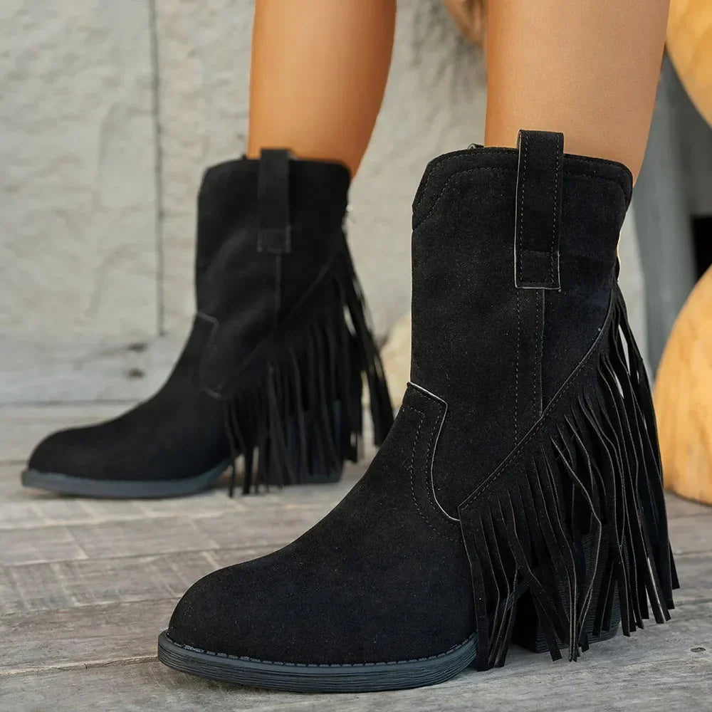 Rosa | Bold Fringe Suede Cowboy Boots