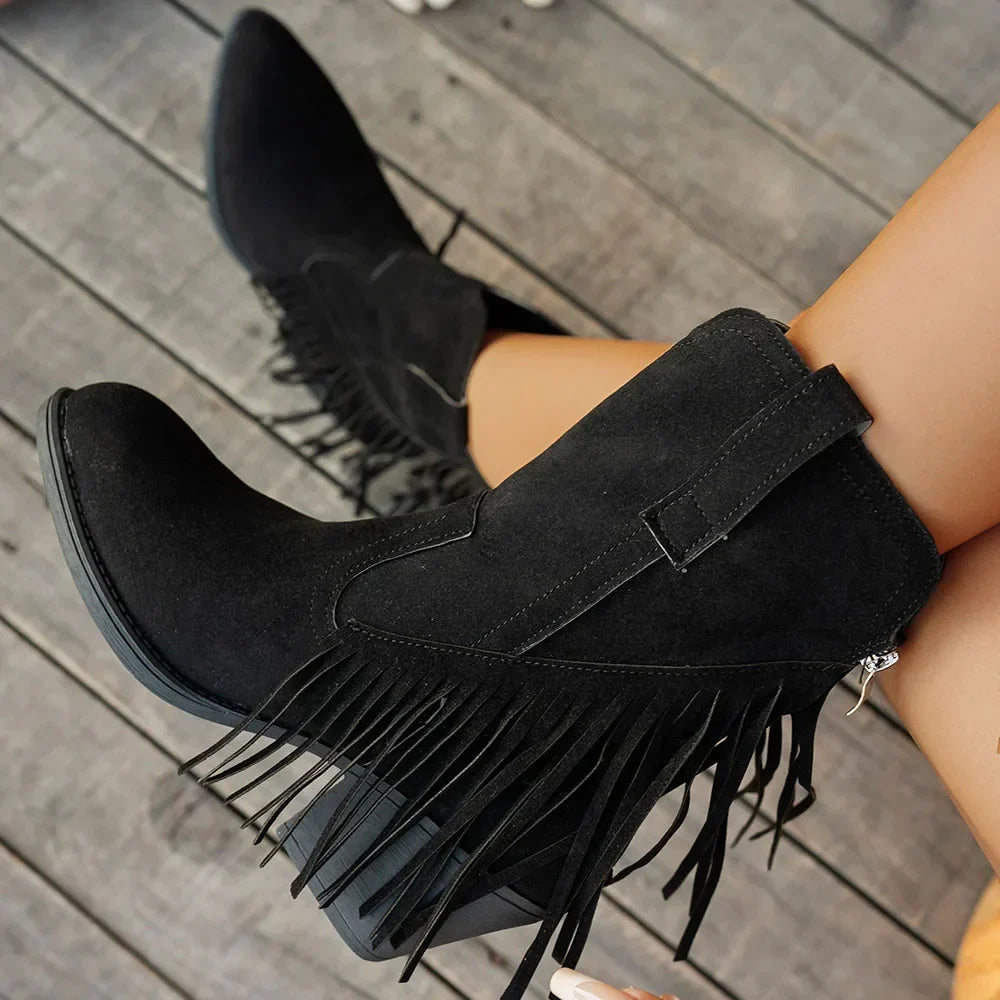 Rosa | Bold Fringe Suede Cowboy Boots