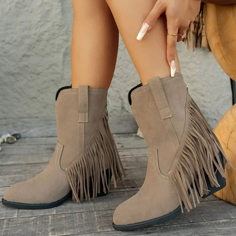 Rosa | Bold Fringe Suede Cowboy Boots