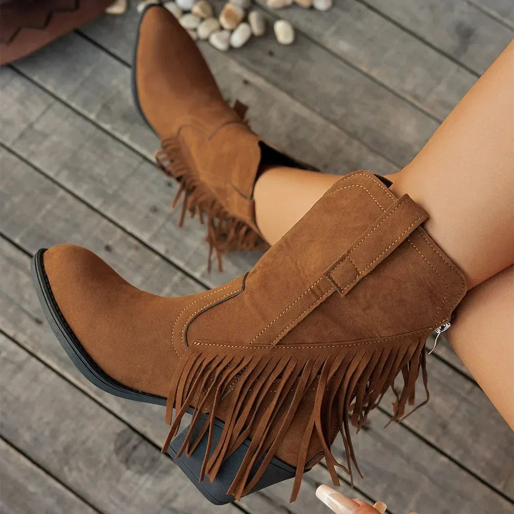 Rosa | Bold Fringe Suede Cowboy Boots