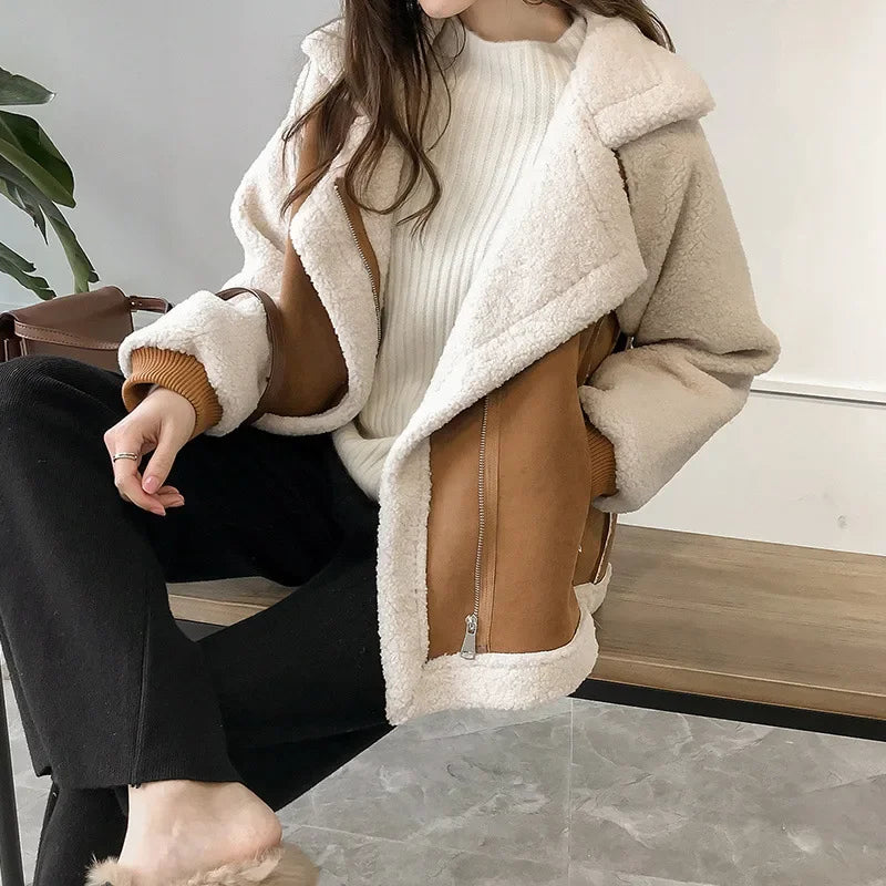 Sloane | Faux Suede Shearling-Lined Aviator Winter Jacket for Cold-Weather
