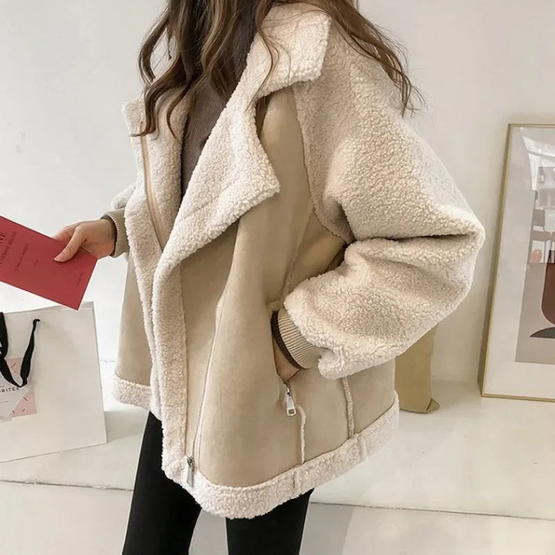 Sloane | Faux Suede Shearling-Lined Aviator Winter Jacket for Cold-Weather