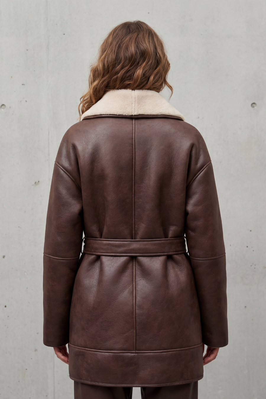 Maren | Sherpa-Lined Oversized Faux Leather Coat for Winter