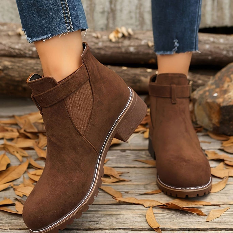 Thea | Suede Ankle Boots with Buckle Strap