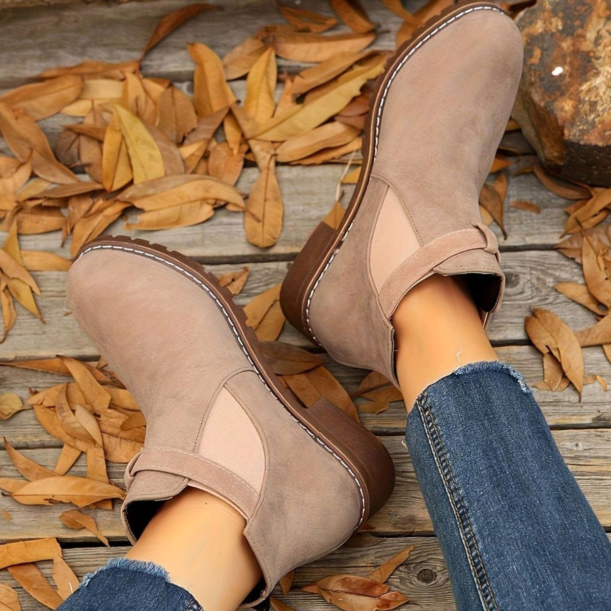 Thea | Suede Ankle Boots with Buckle Strap