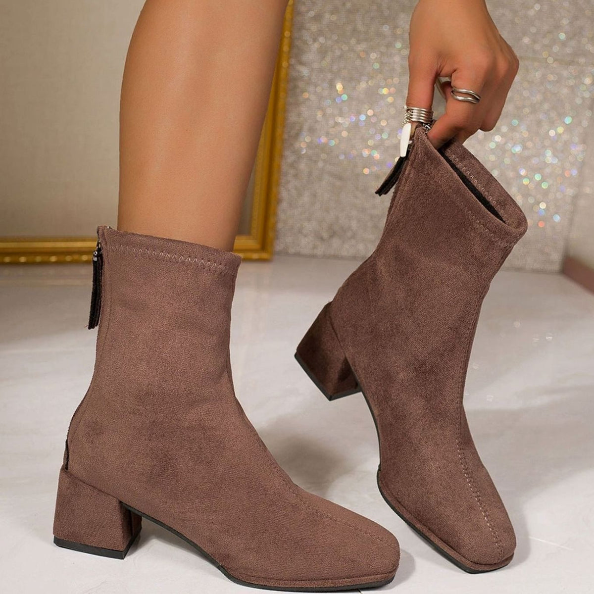 Zara | Sleek Square Toe Ankle Boots
