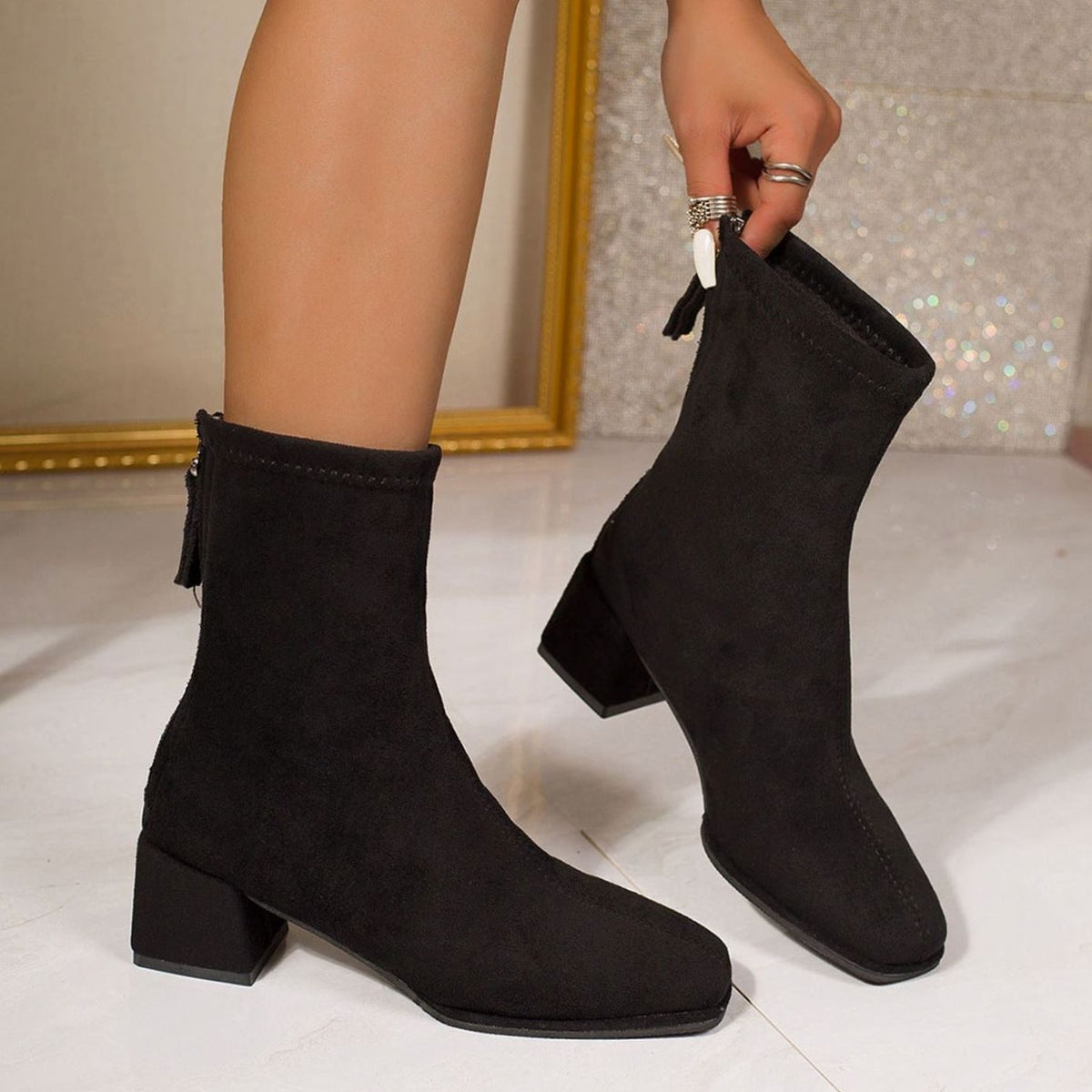 Zara | Sleek Square Toe Ankle Boots