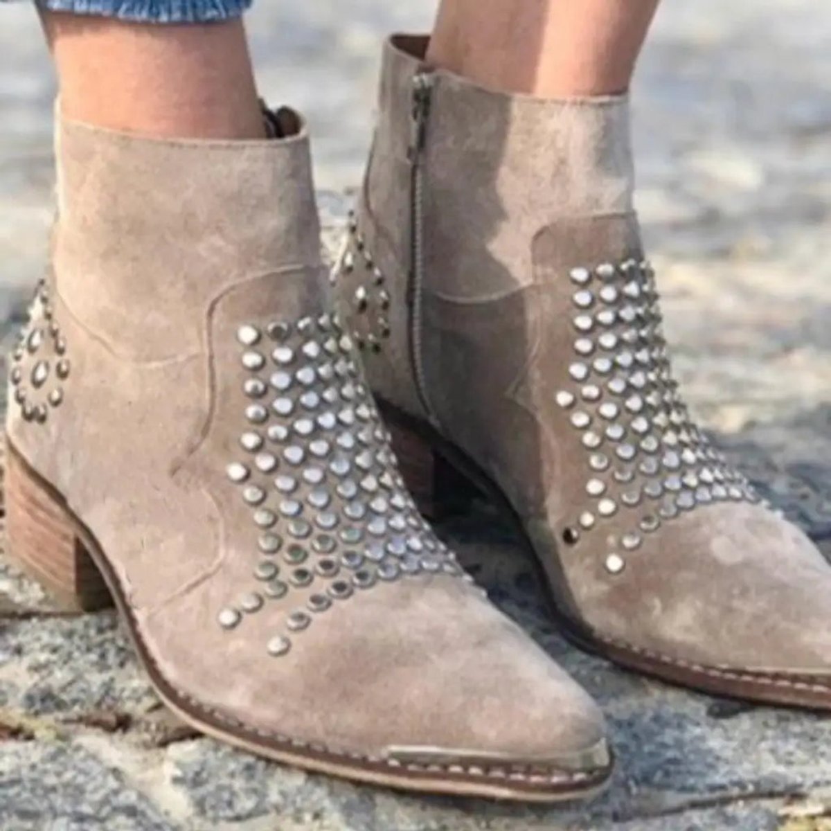 Vivienne | Studded Suede Ankle Boots