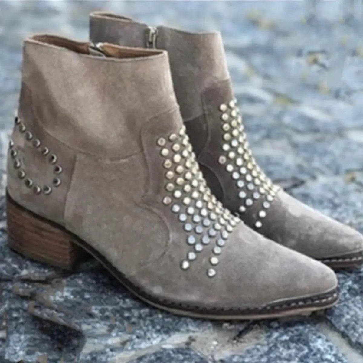 Vivienne | Studded Suede Ankle Boots