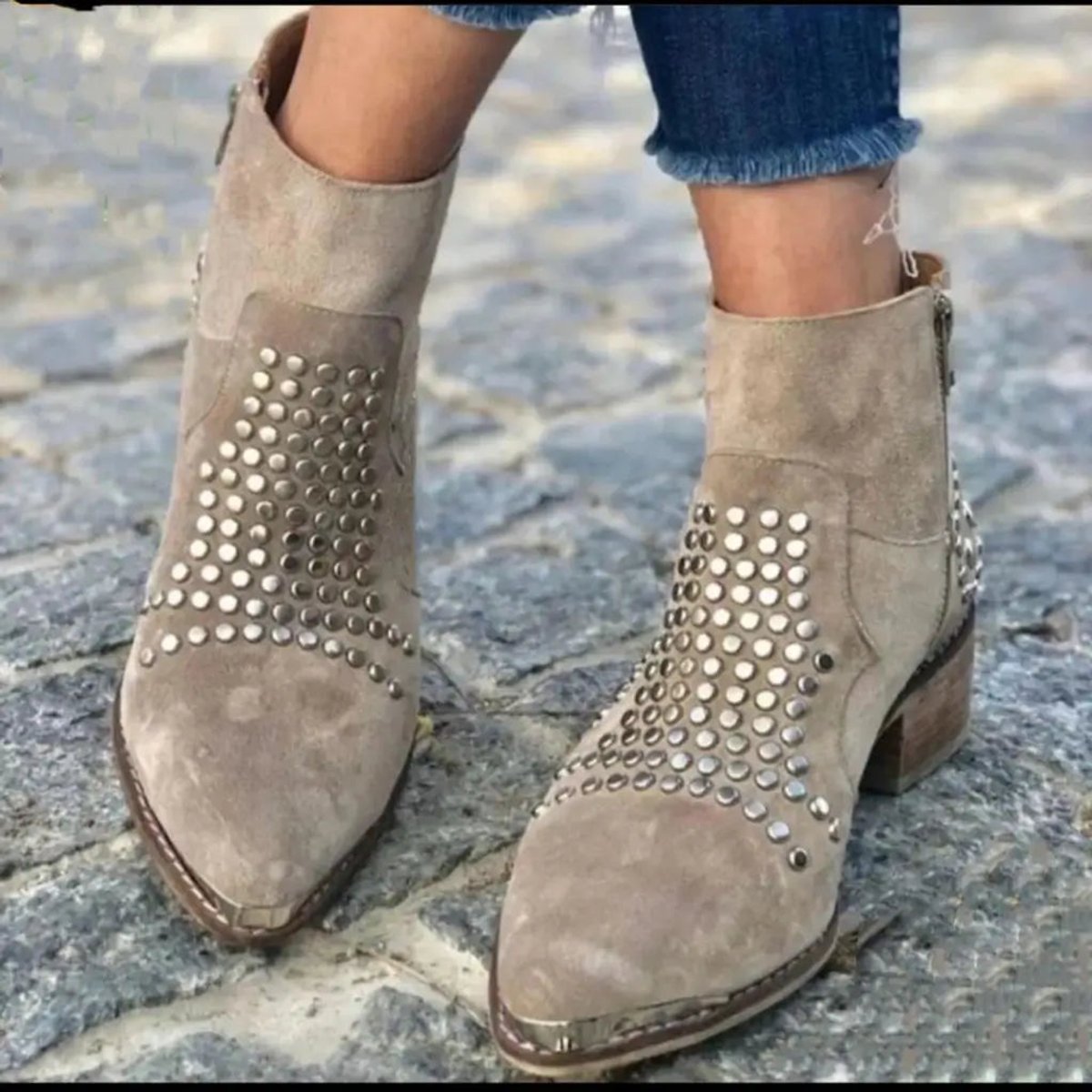 Vivienne | Studded Suede Ankle Boots