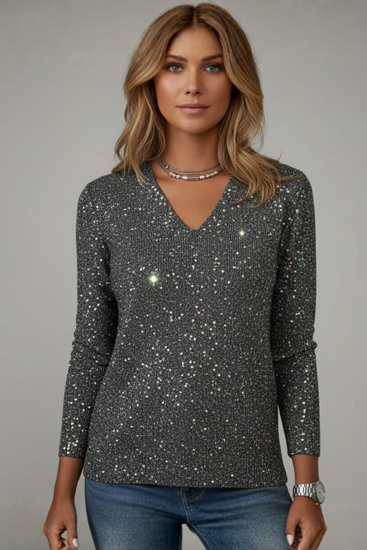 Talwyn | Sequin V-Neck Women's Sweater