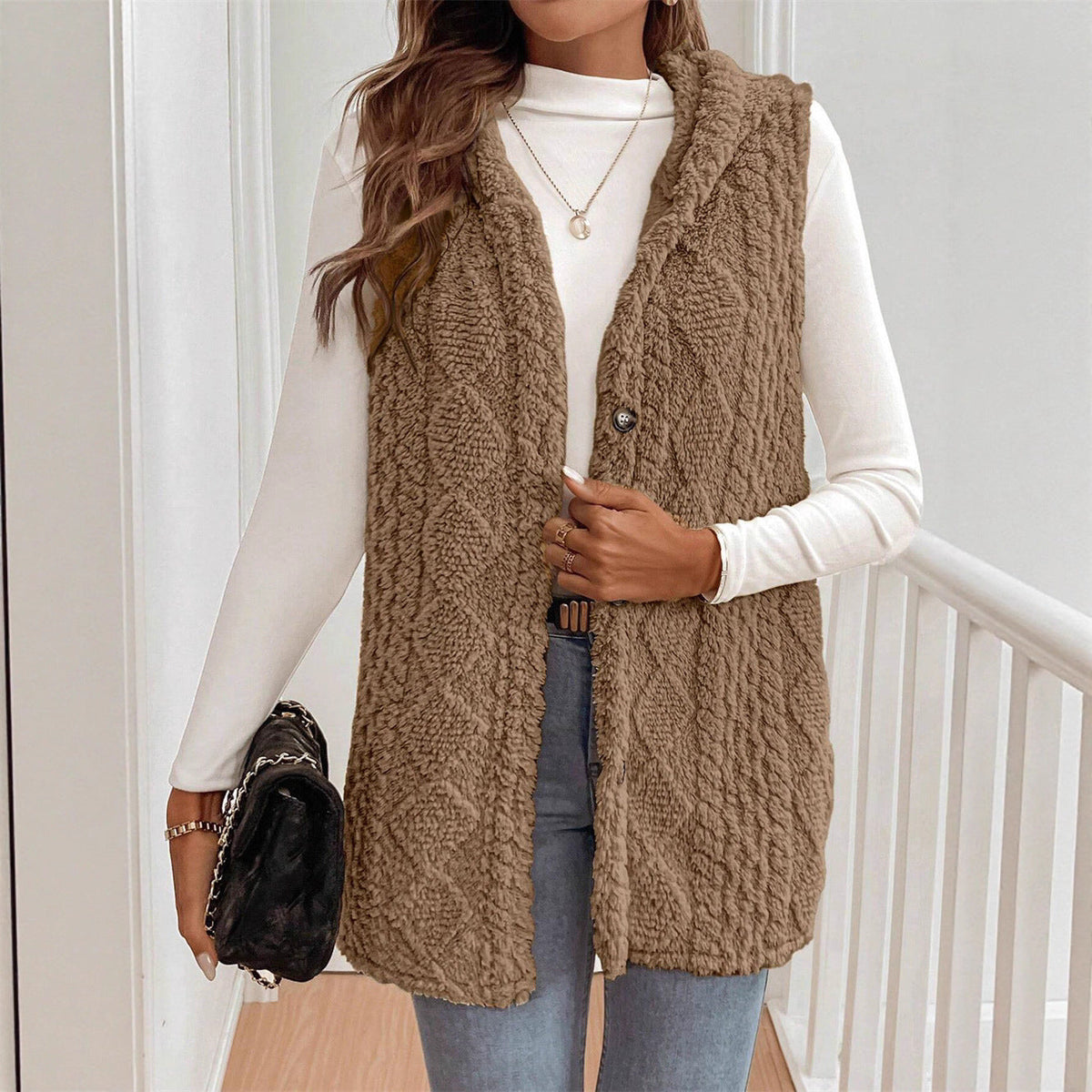 Tamsin | Faux Fur Borg Button-Front Gilet for Winter