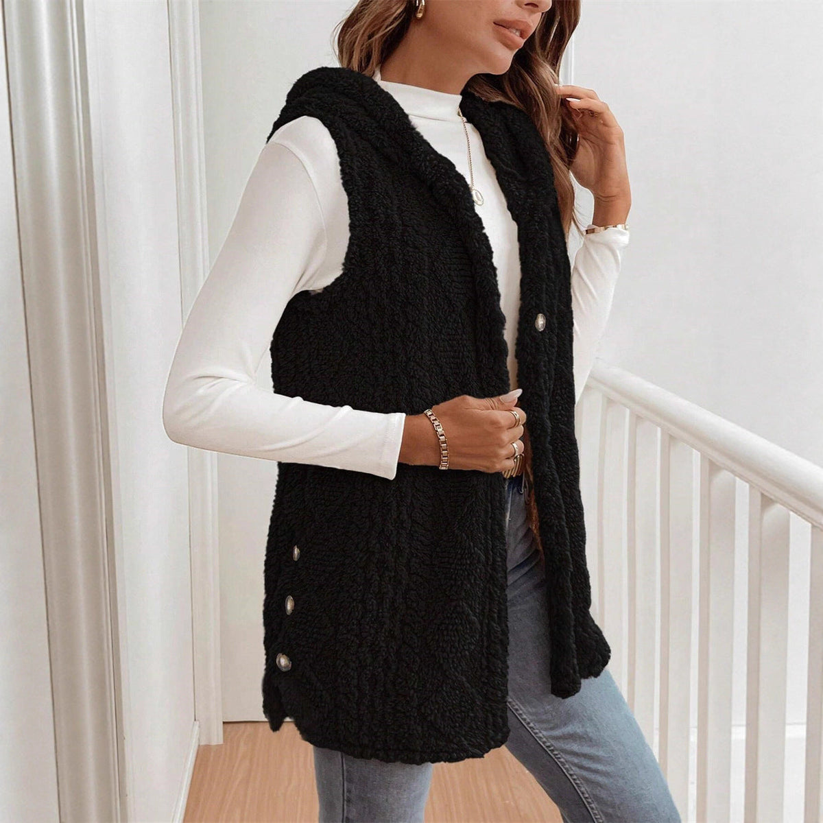 Tamsin | Faux Fur Borg Button-Front Gilet for Winter