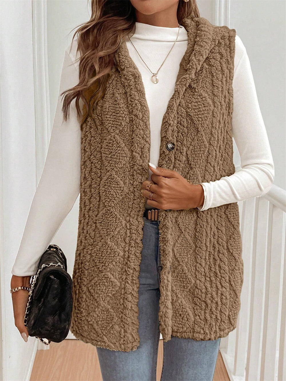 Tamsin | Faux Fur Borg Button-Front Gilet for Winter