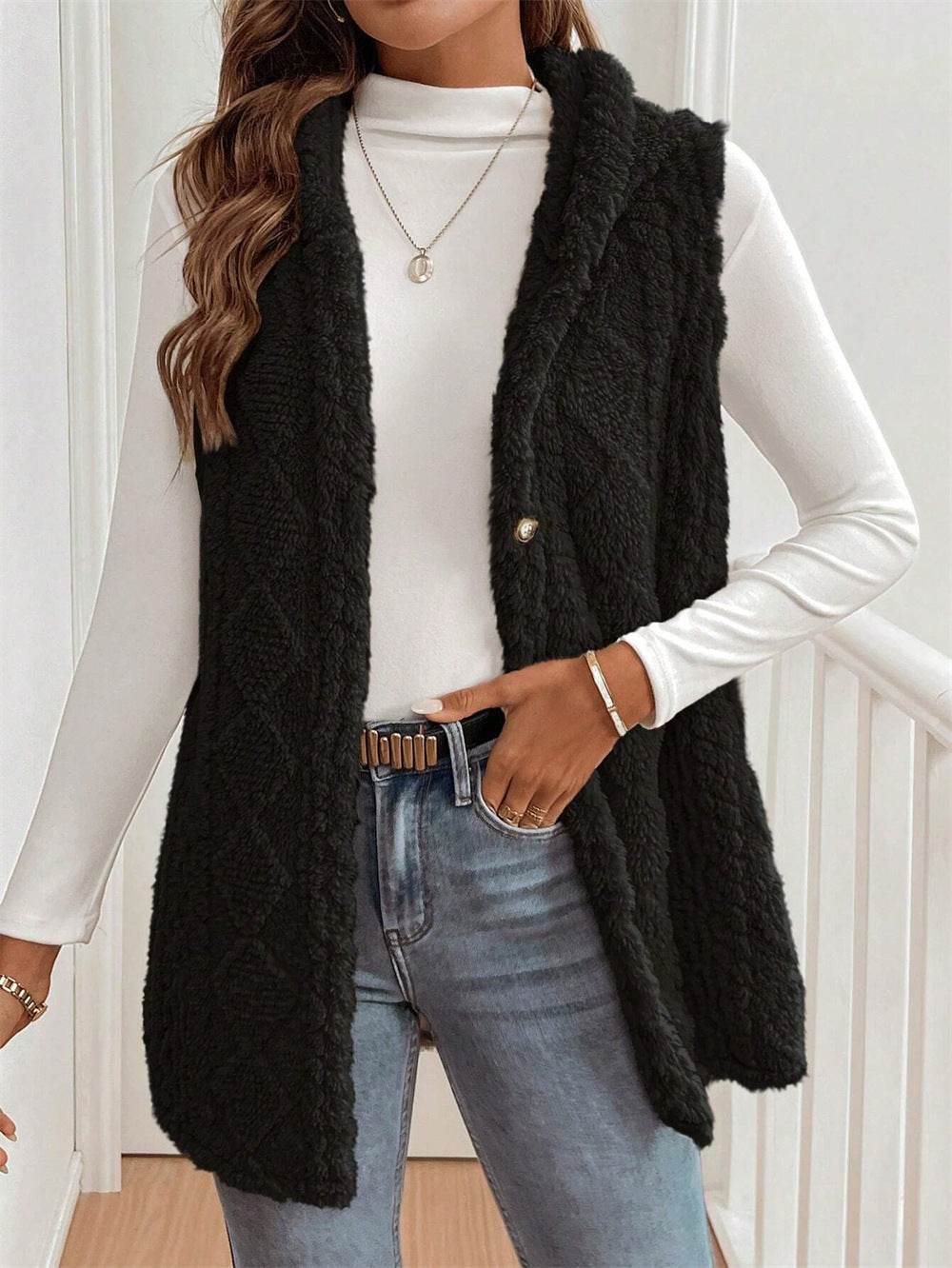 Tamsin | Faux Fur Borg Button-Front Gilet for Winter