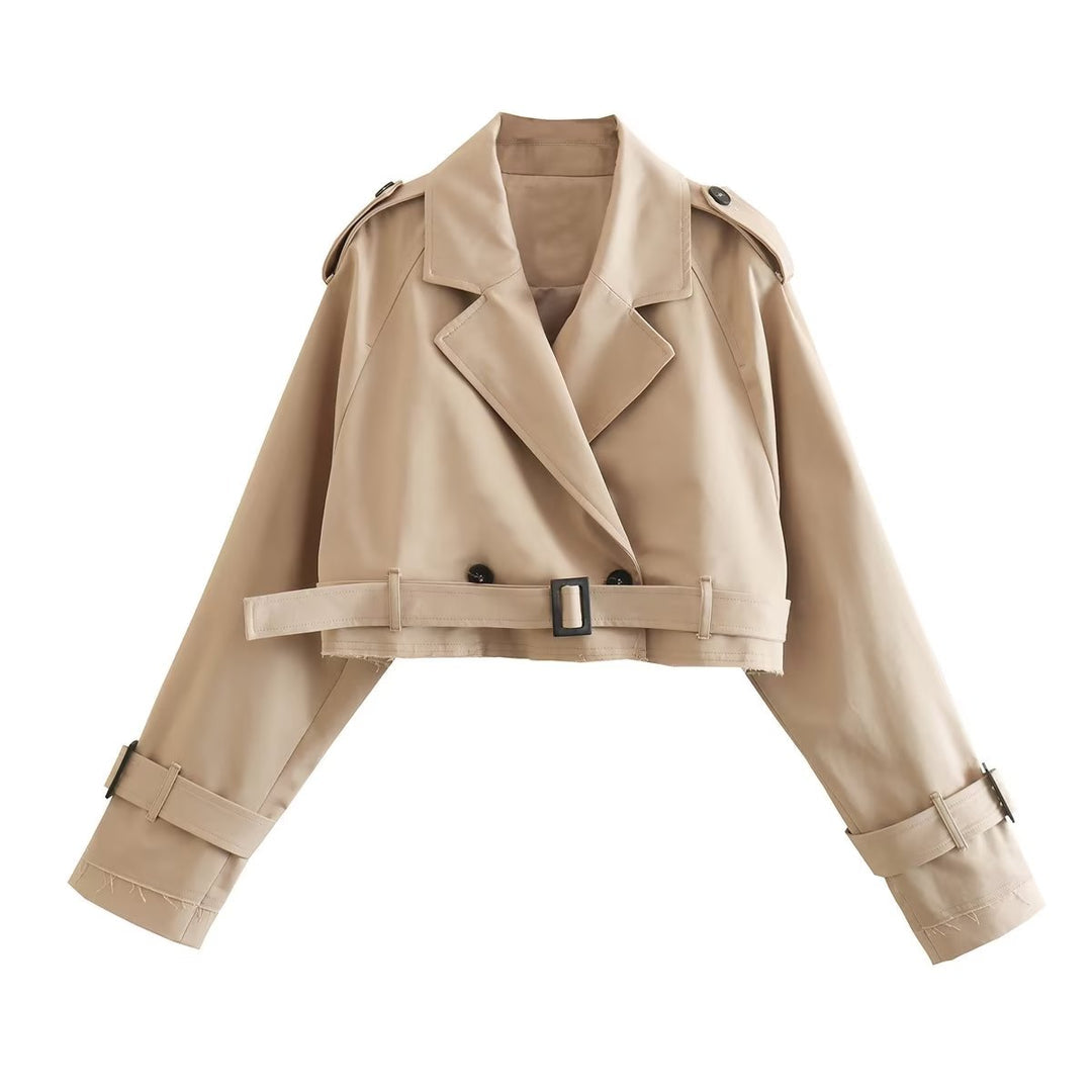 Delmira | Cropped Double-Breasted Trench Jacket