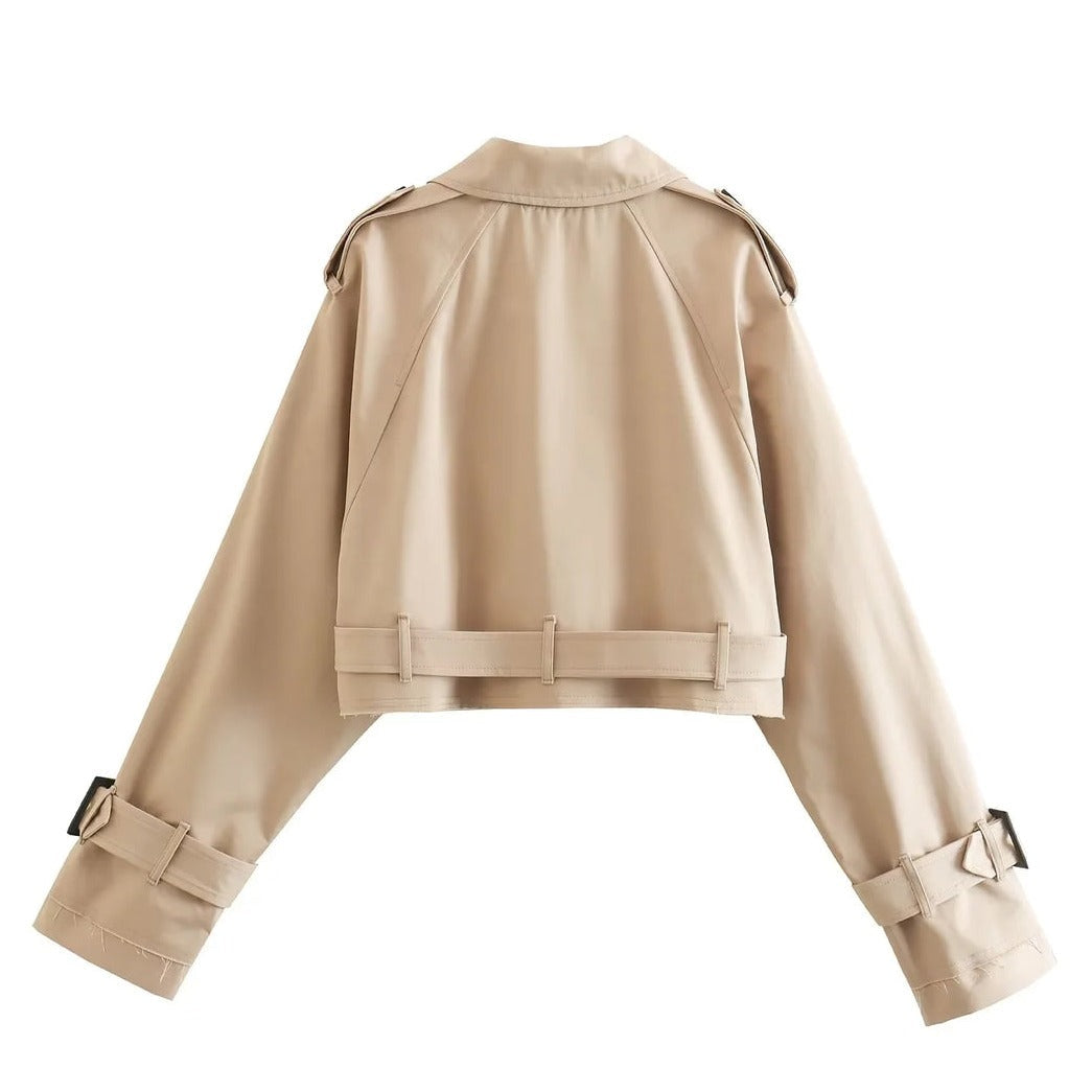 Delmira | Cropped Double-Breasted Trench Jacket