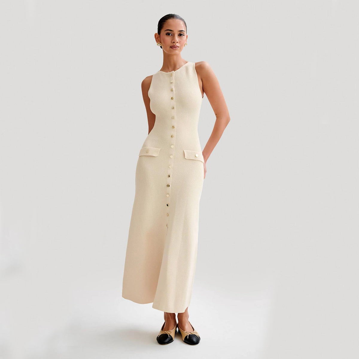 Adeline | Button-Front Knit Women's Party Dress
