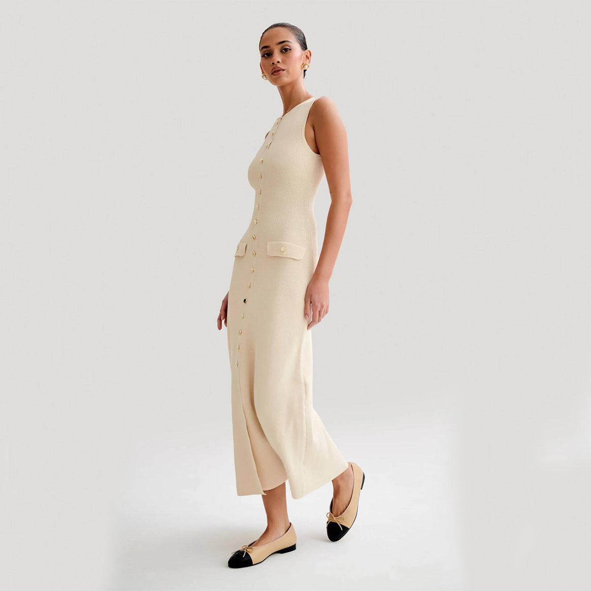 Adeline | Button-Front Knit Women's Party Dress