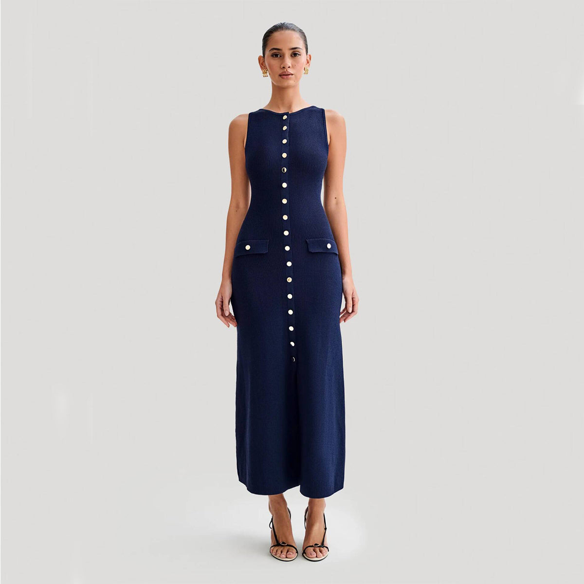 Adeline | Button-Front Knit Women's Party Dress