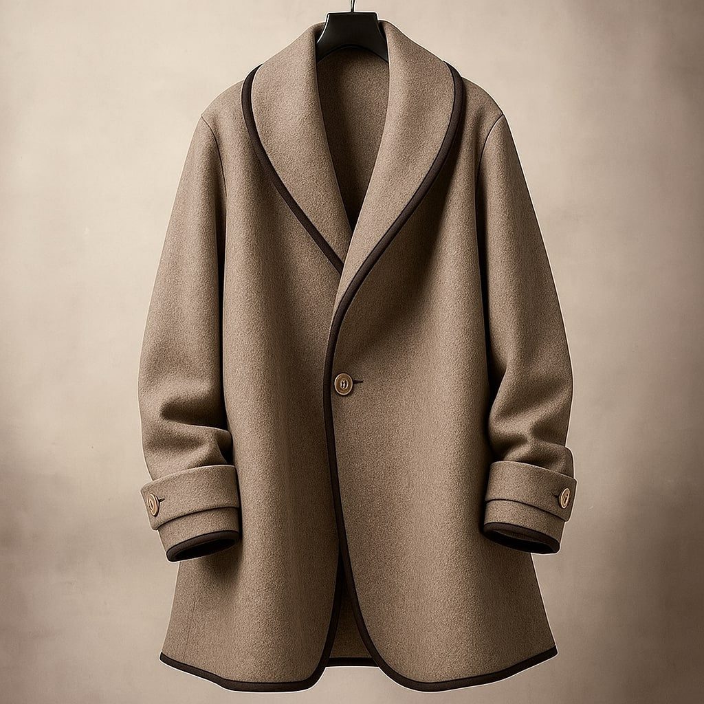 Isolde | Oversized Contrast-Trim Lapel Swing Coat for Winter