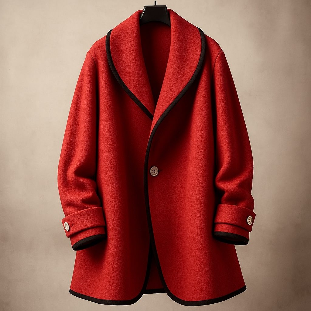 Isolde | Oversized Contrast-Trim Lapel Swing Coat for Winter