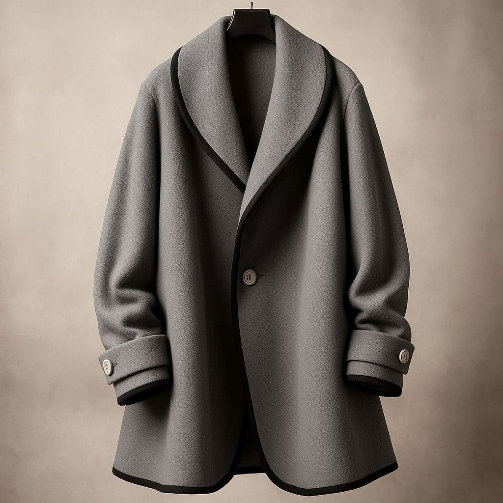 Isolde | Oversized Contrast-Trim Lapel Swing Coat for Winter