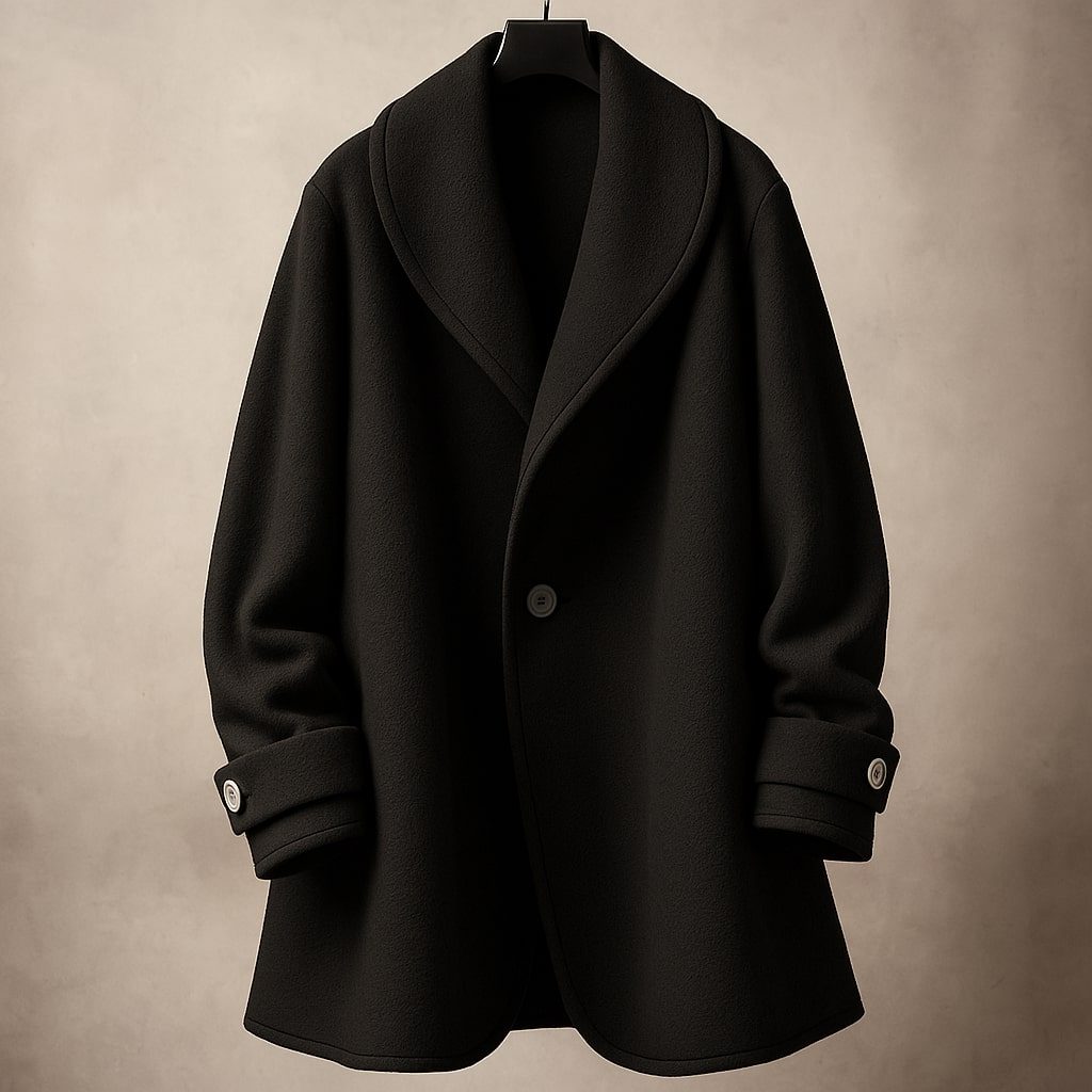 Isolde | Oversized Contrast-Trim Lapel Swing Coat for Winter