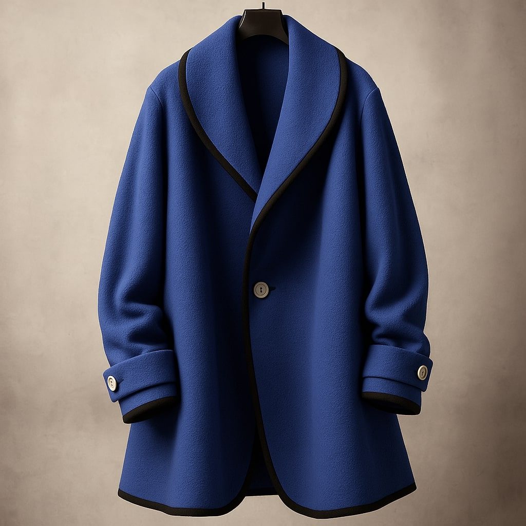 Isolde | Oversized Contrast-Trim Lapel Swing Coat for Winter