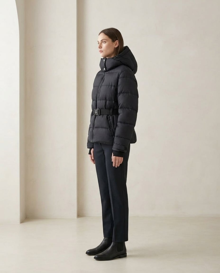Amelia | Detachable-Belt Ribbed-Cuff Women's Quilted Jacket for Winter