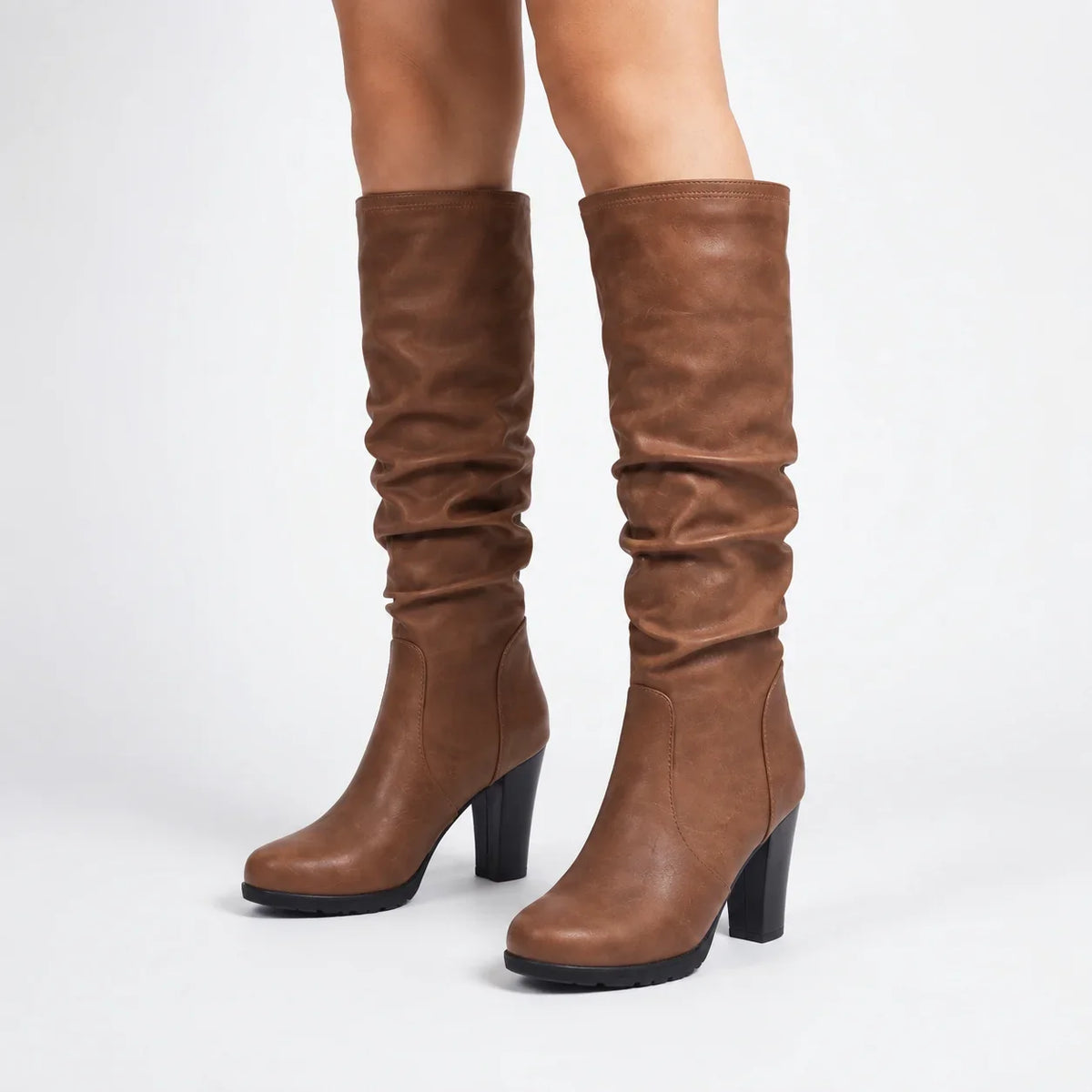Briar | Gathered-Shaft Chunky Women Knee High Boots for Winter