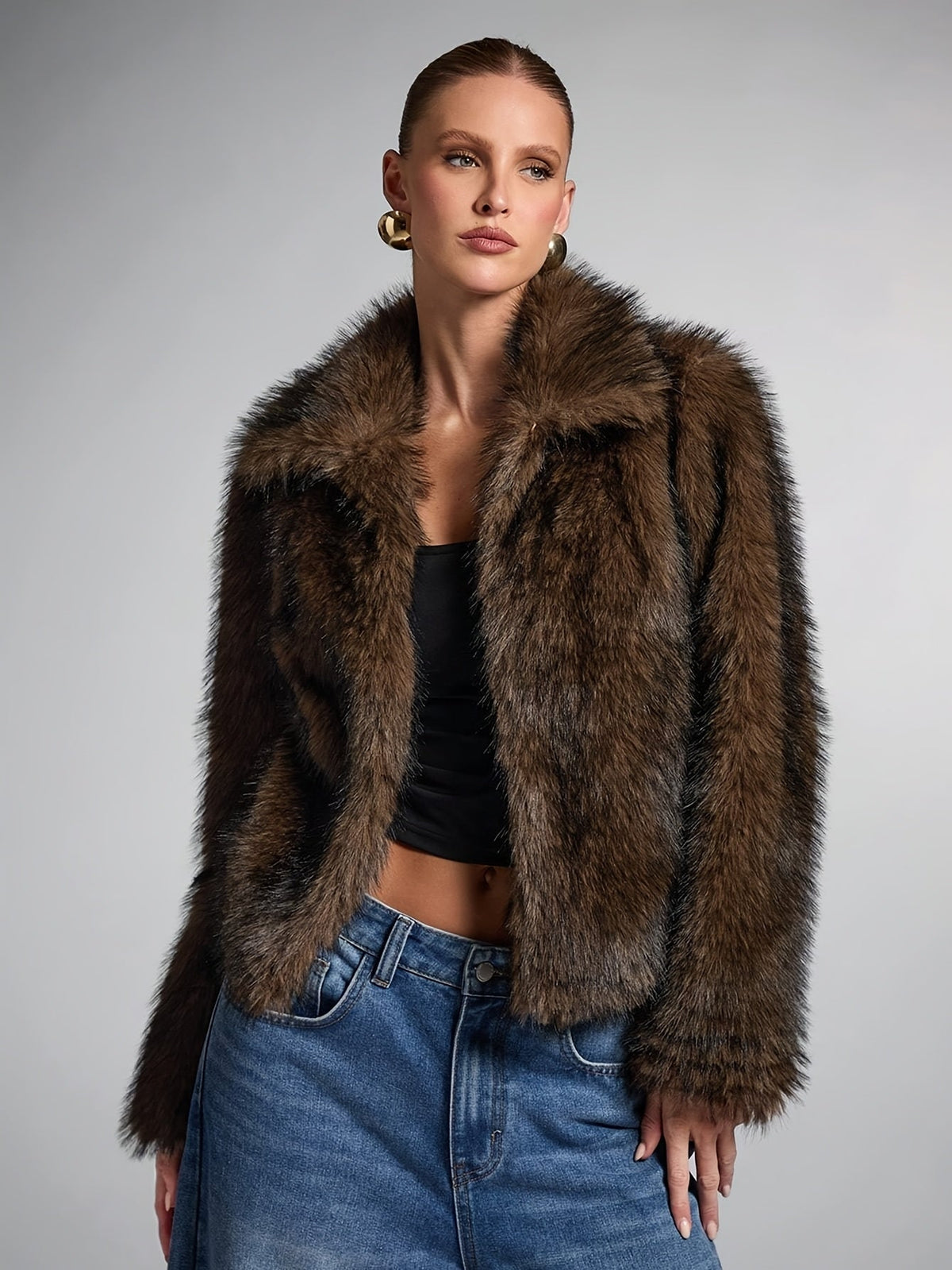 Elara | Women’s Cropped Faux Fur Coat for Winter