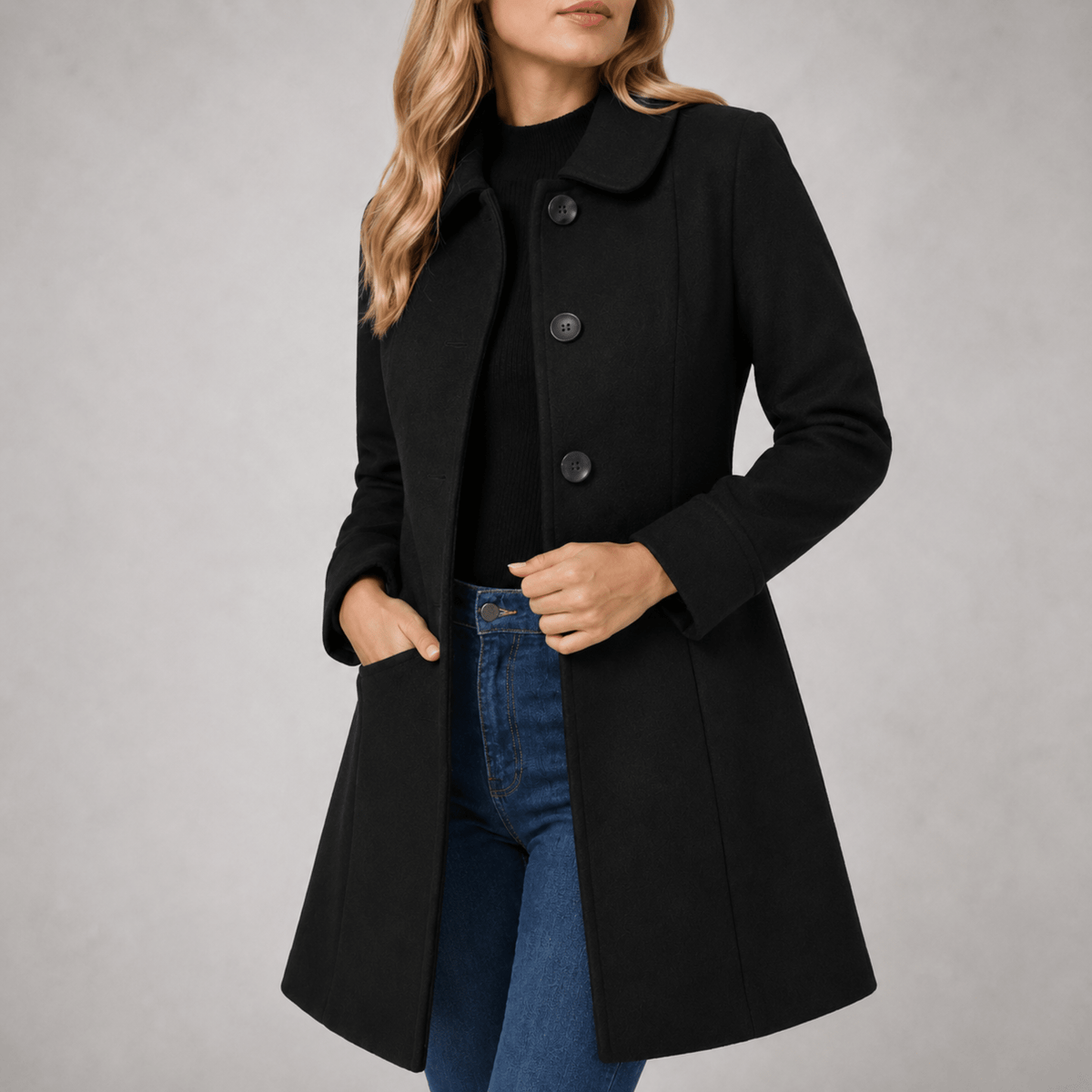 Serelle | Tailored Fitted-Waist Single-Breasted Midi Winter Coat