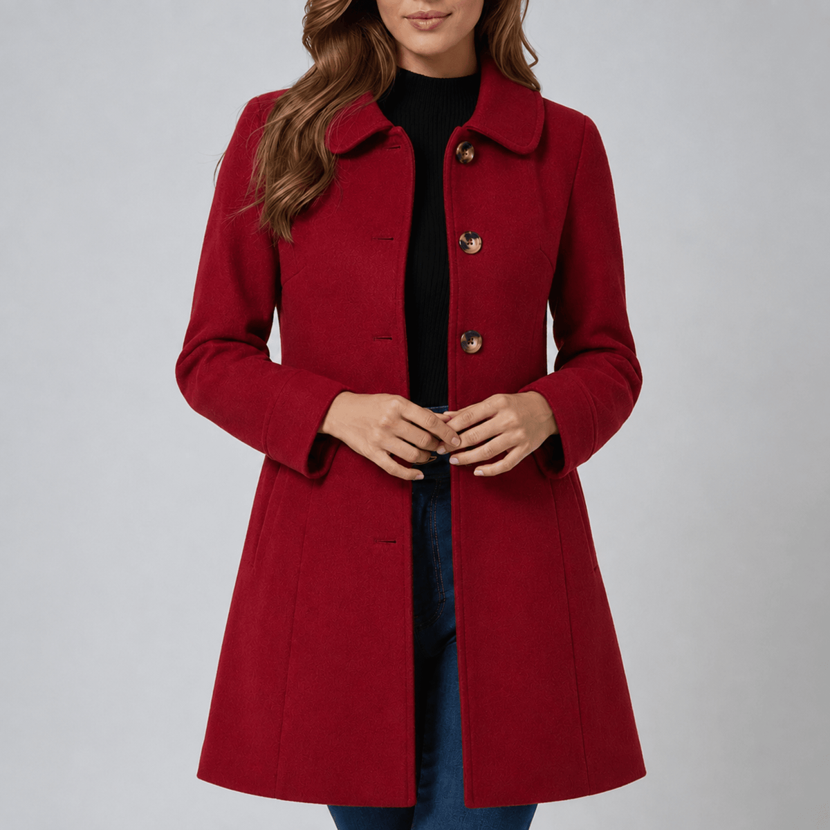 Serelle | Tailored Fitted-Waist Single-Breasted Midi Winter Coat