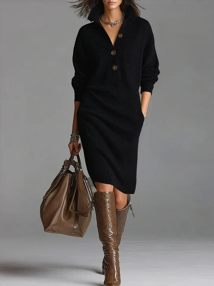 Ursuline | Collared Button Women's Sweater Dress for Winter