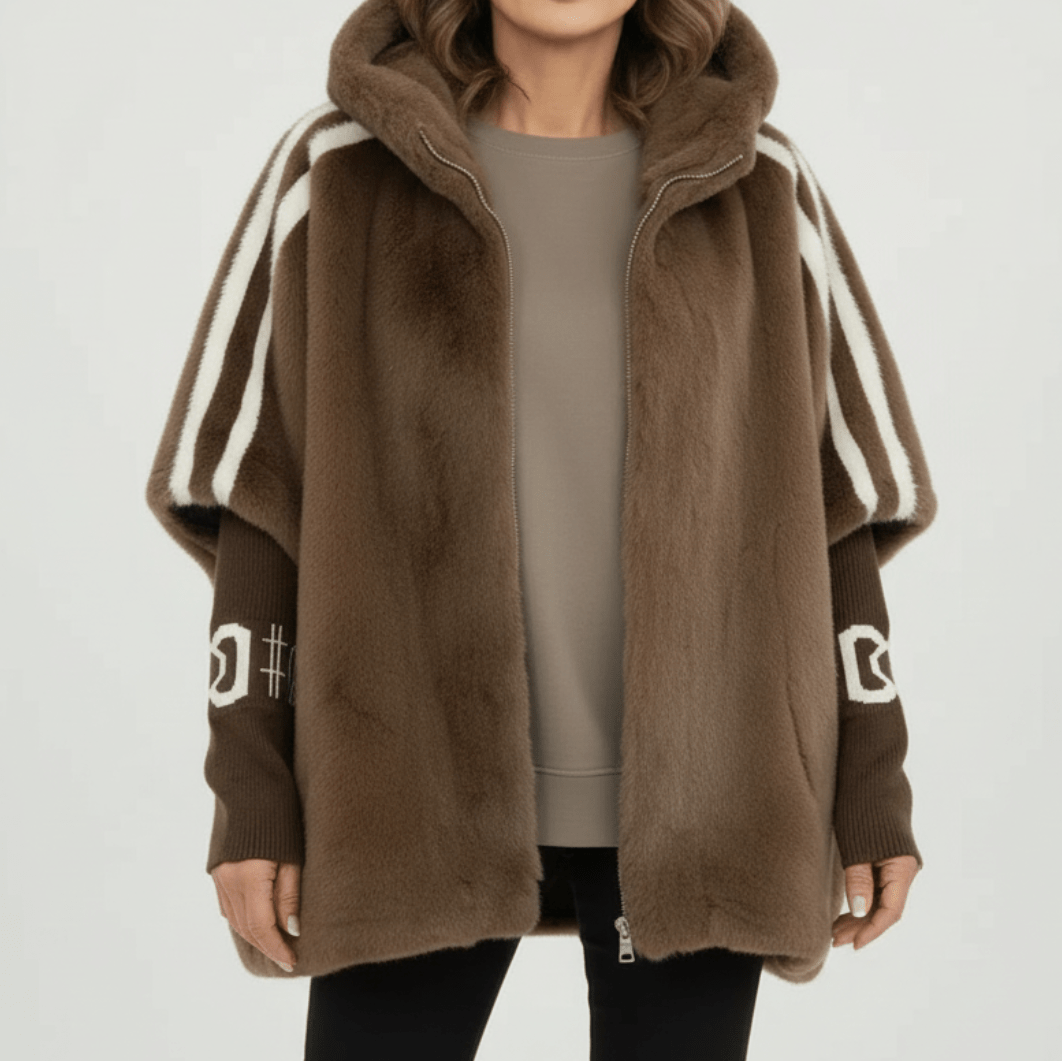 Roxanne | Oversized Hooded Faux Fur Zip-Up Winter Jacket for Cold-Weather