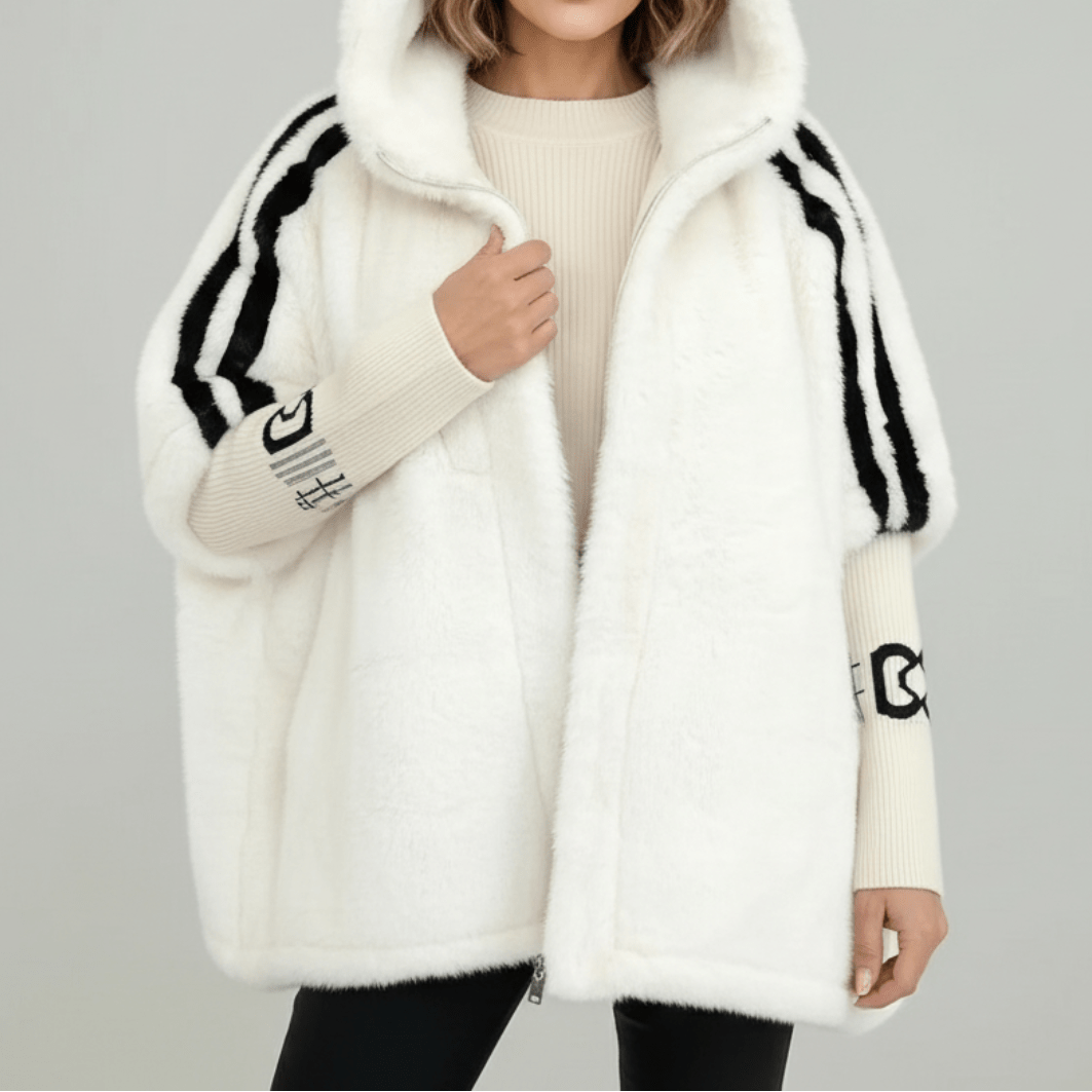Roxanne | Oversized Hooded Faux Fur Zip-Up Winter Jacket for Cold-Weather